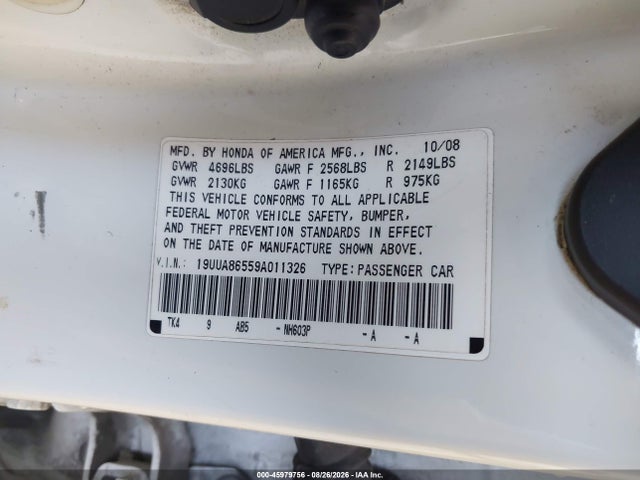 Aukcja sprzedaży 2009 Acura Tl 3.5, vin: 19UUA86559A011326, numer aukcji: 45979756
