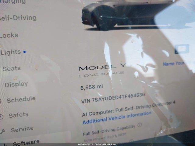 Auction sale of the 2026 Tesla Model Y Premium Rear-wheel Drive/rear-wheel Drive, vin: 7SAYGDED4TF454536, lot number: 45979770