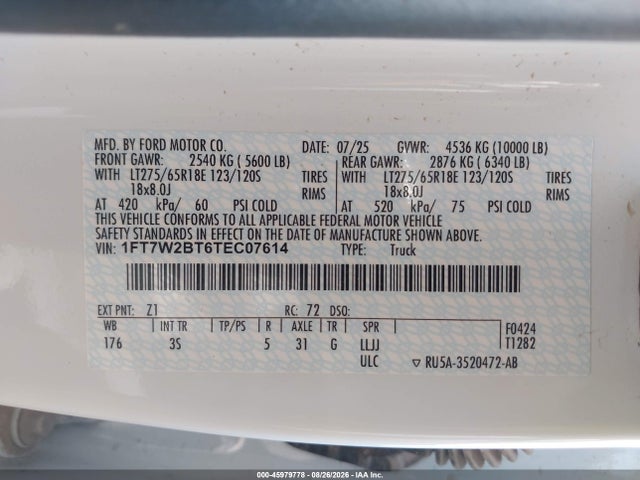 1FT7W2BT6TEC07614 Ford F-250 Xlt