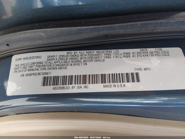 Продаж на аукціоні авто 2006 Subaru Outback 2.5i Limited, vin: 4S4BP62C867326977, номер лоту: 45979805