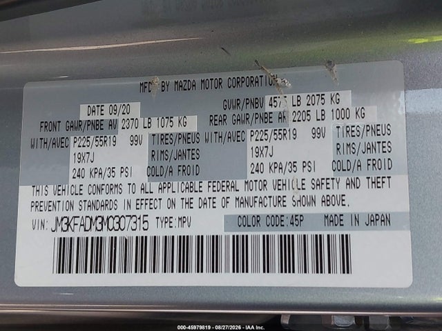Mazda Cx-5 Grand Touring 2021 JM3KFADM3M0307315 Image 9