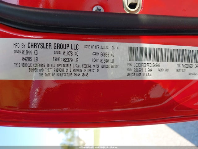 Auction sale of the 2015 Dodge Dart Gt, vin: 1C3CDFEB7FD150806, lot number: 45979820