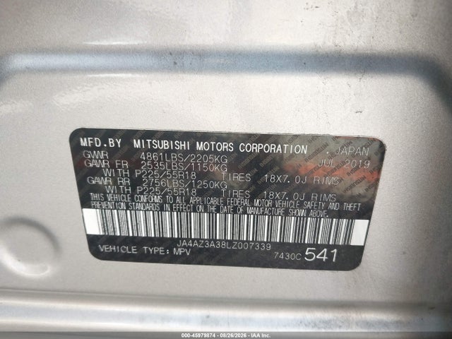 Продажа на аукционе авто 2020 Mitsubishi Outlander Se 2.4 S-awc, vin: JA4AZ3A38LZ007339, номер лота: 45979874
