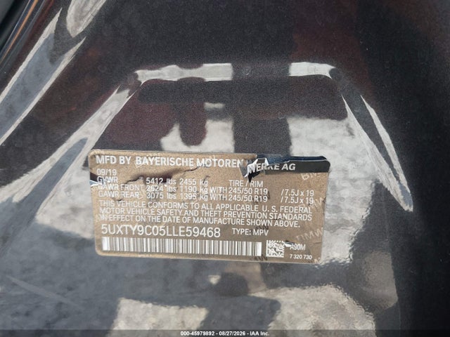 Продаж на аукціоні авто 2020 Bmw X3 M40i, vin: 5UXTY9C05LLE59468, номер лоту: 45979892