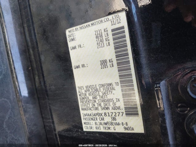 Aukcja sprzedaży 2013 Nissan Maxima 3.5 Sv, vin: 1N4AA5AP0DC817277, numer aukcji: 45979920