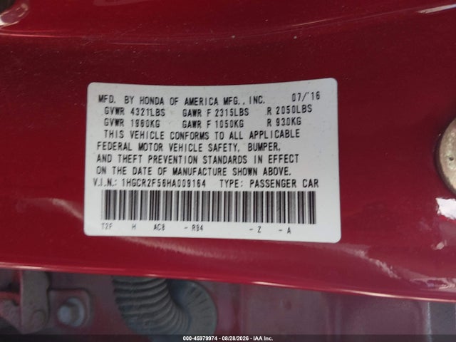 Продажа на аукционе авто 2017 Honda Accord Sport, vin: 1HGCR2F56HA009164, номер лота: 45979974