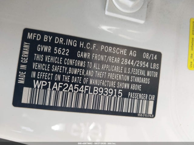 Продаж на аукціоні авто 2015 Porsche Macan Turbo, vin: WP1AF2A54FLB93915, номер лоту: 45979982