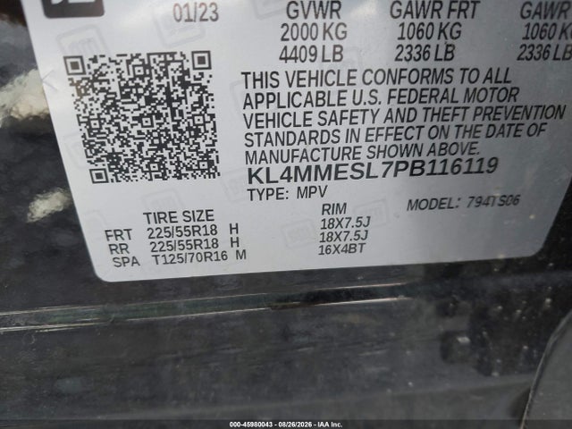 Aukcja sprzedaży 2023 Buick Encore Gx Select Awd, vin: KL4MMESL7PB116119, numer aukcji: 45980043