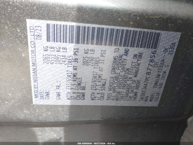 Auction sale of the 2023 Nissan Rogue S Fwd, vin: 5N1BT3AA7PC877856, lot number: 45980044
