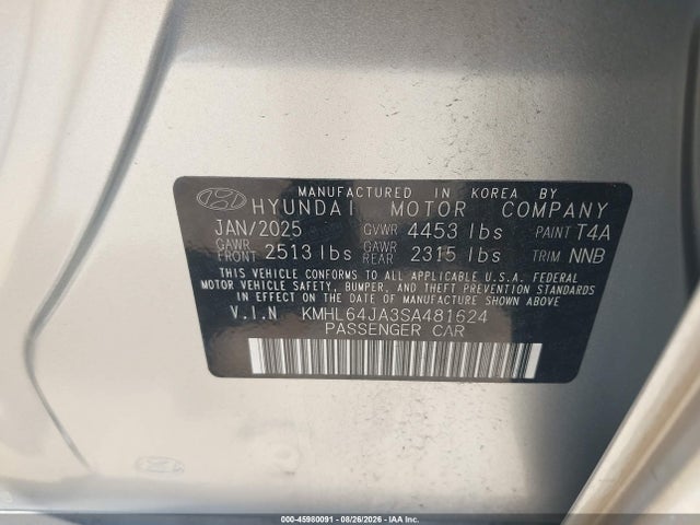 2025 Hyundai Sonata Sel მანქანა იყიდება აუქციონზე, vin: KMHL64JA3SA481624, აუქციონის ნომერი: 45980091