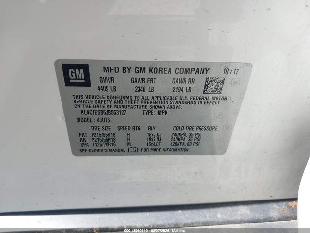 Продажа на аукционе авто 2018 Buick Encore Preferred, vin: KL4CJESB6JB553127, номер лота: 45980112