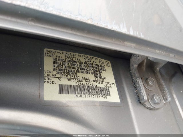 Aukcja sprzedaży 2012 Nissan Versa 1.8 Sl, vin: 3N1BC1CP7CK227510, numer aukcji: 45980120