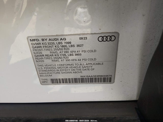 WA15AAGE8RB033575 Audi Q8 E-tron Premium Plus Quattro