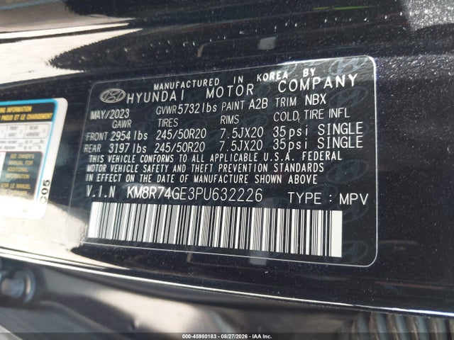 Продажа на аукционе авто 2023 Hyundai Palisade Calligraphy, vin: KM8R74GE3PU632226, номер лота: 45980183