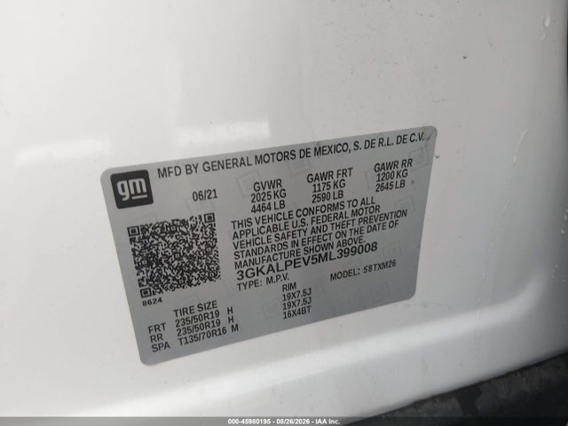 Aukcja sprzedaży 2021 Gmc Terrain Fwd Slt, vin: 3GKALPEV5ML399008, numer aukcji: 45980195