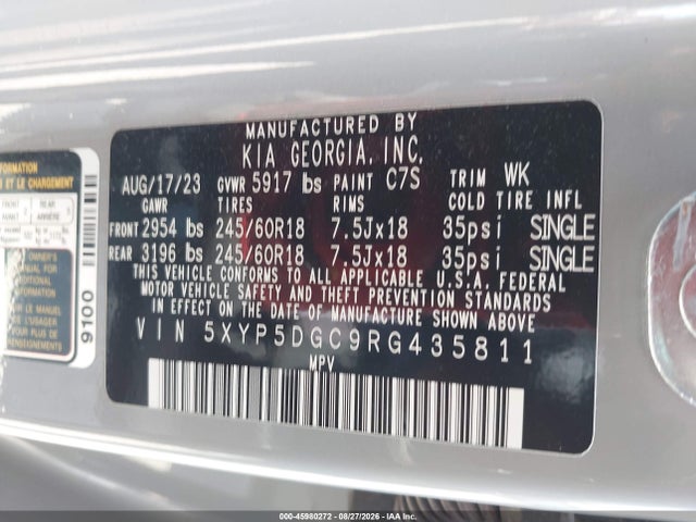 Aukcja sprzedaży 2024 Kia Telluride Sx Prestige X-pro, vin: 5XYP5DGC9RG435811, numer aukcji: 45980272