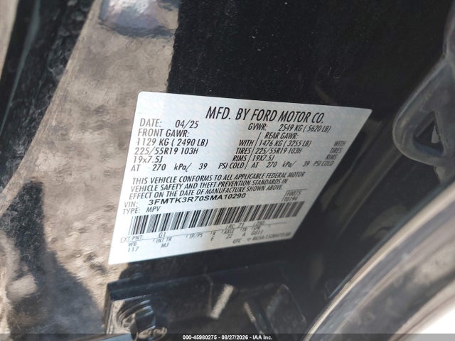 Продаж на аукціоні авто 2025 Ford Mustang Mach-e Premium, vin: 3FMTK3R70SMA10290, номер лоту: 45980275