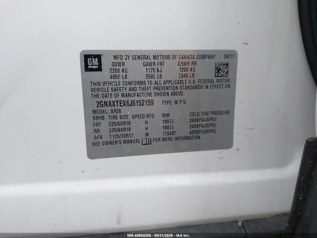 Chevrolet EQUINOX LT 2018 2GNAXTEX6J6152159 Image 9