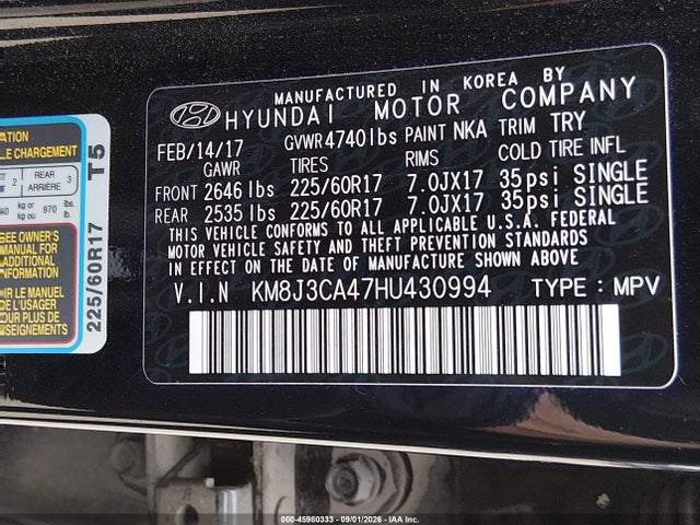 Hyundai Tucson Se Plus 2017 KM8J3CA47HU430994 Image 9