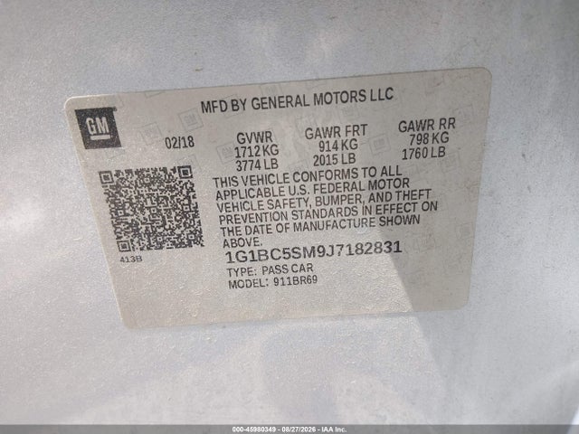 Chevrolet Cruze Ls Auto 2018 1G1BC5SM9J7182831 Image 9