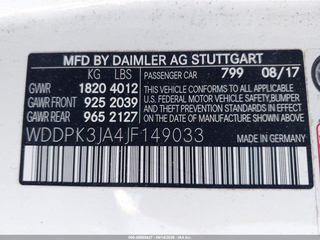 Продаж на аукціоні авто 2018 Mercedes-benz Slc 300, vin: WDDPK3JA4JF149033, номер лоту: 45980427