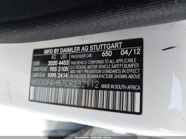 Продажа на аукционе авто 2012 Mercedes-benz C 250 Sport, vin: WDDGF4HB7CR232112, номер лота: 45980458