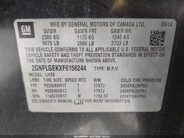 2GNFLGEKXF6158244 Chevrolet Equinox 2lt