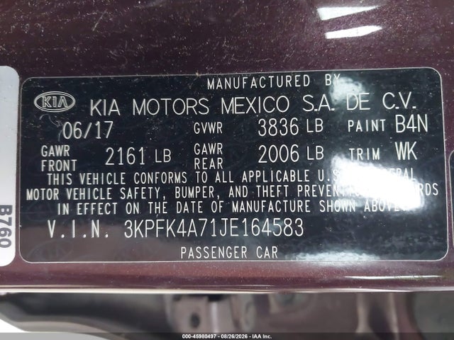 KIA FORTE LX 2018 3KPFK4A71JE164583 Image 9
