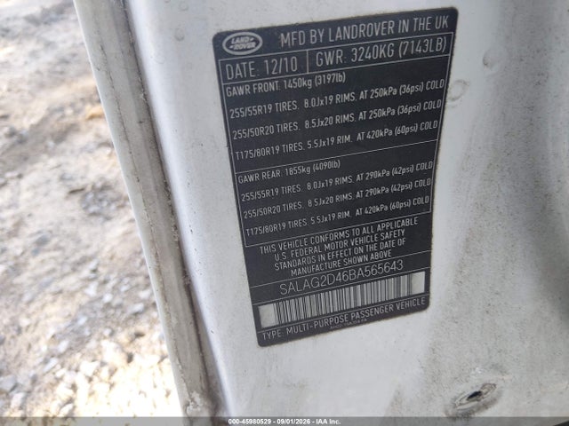 Продажа на аукционе авто 2011 Land Rover Lr4, vin: SALAG2D46BA565643, номер лота: 45980529