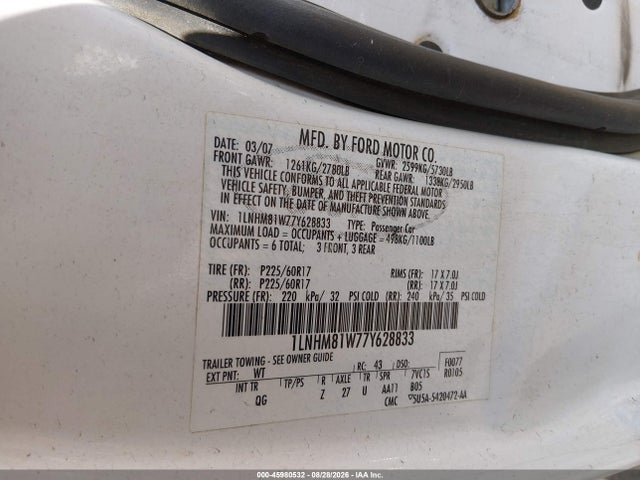 Продажа на аукционе авто 2007 Lincoln Town Car Signature, vin: 1LNHM81W77Y628833, номер лота: 45980532