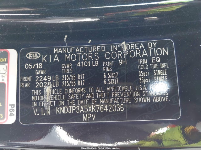 KNDJP3A5XK7642036 KIA SOUL +