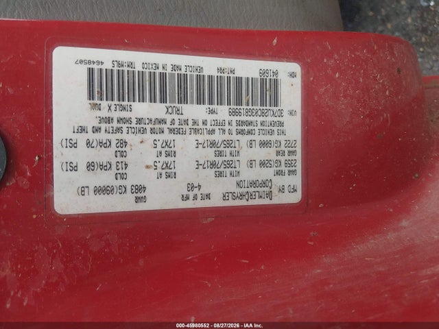 2003 Dodge Ram 2500 Slt/laramie/st მანქანა იყიდება აუქციონზე, vin: 3D7KU28C03G819989, აუქციონის ნომერი: 45980552