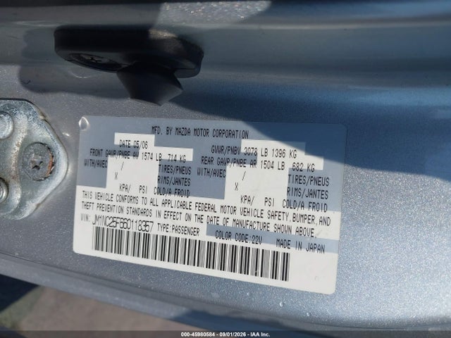 Aukcja sprzedaży 2006 Mazda Mx-5 Touring, vin: JM1NC25F660118357, numer aukcji: 45980584