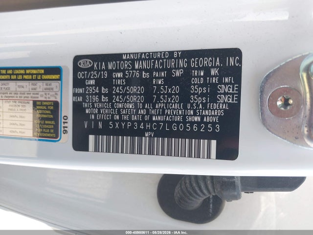 Aukcja sprzedaży 2020 Kia Telluride Ex, vin: 5XYP34HC7LG056253, numer aukcji: 45980611