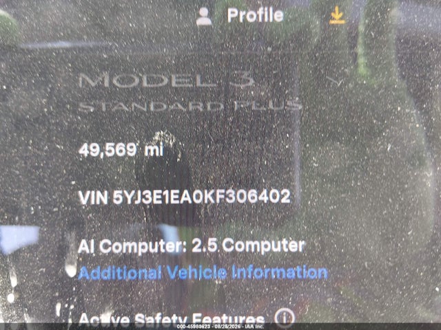Продажа на аукционе авто 2019 Tesla Model 3 Long Range/mid Range/standard Range/standard Range Plus, vin: 5YJ3E1EA0KF306402, номер лота: 45980623