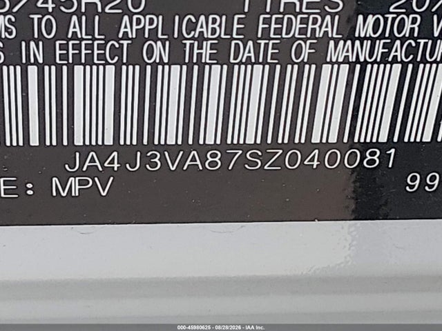 2025 Mitsubishi Outlander Se 2.5 2wd მანქანა იყიდება აუქციონზე, vin: JA4J3VA87SZ040081, აუქციონის ნომერი: 45980625