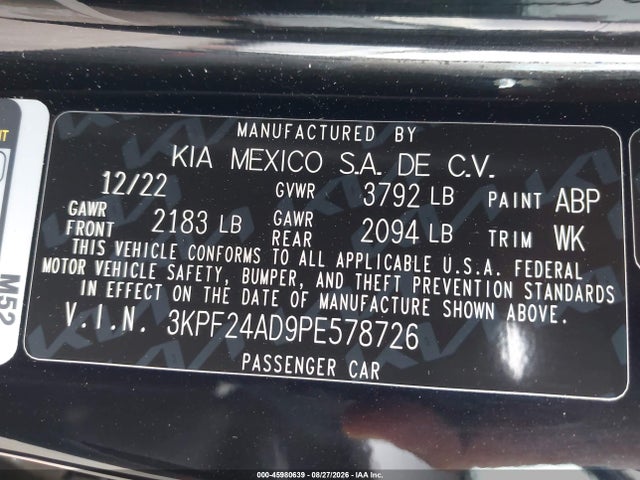 KIA Forte Lxs 2023 3KPF24AD9PE578726 Image 9