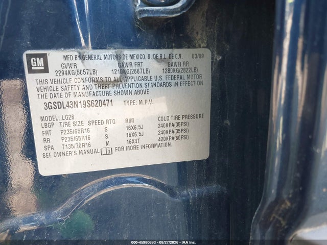 Aukcja sprzedaży 2009 Saturn Vue Xe, vin: 3GSDL43N19S620471, numer aukcji: 45980693