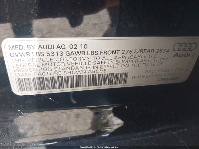 2010 Audi A6 3.0 Premium მანქანა იყიდება აუქციონზე, vin: WAUFGAFB9AN059425, აუქციონის ნომერი: 45980732