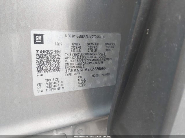 GMC Acadia Sle-1 2019 1GKKNKLA9KZ226566 Image 9