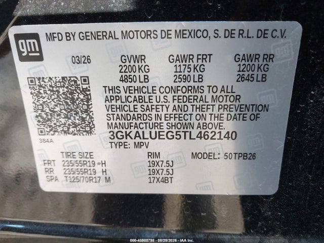 3GKALUEG5TL462140 GMC Terrain Awd Elevation