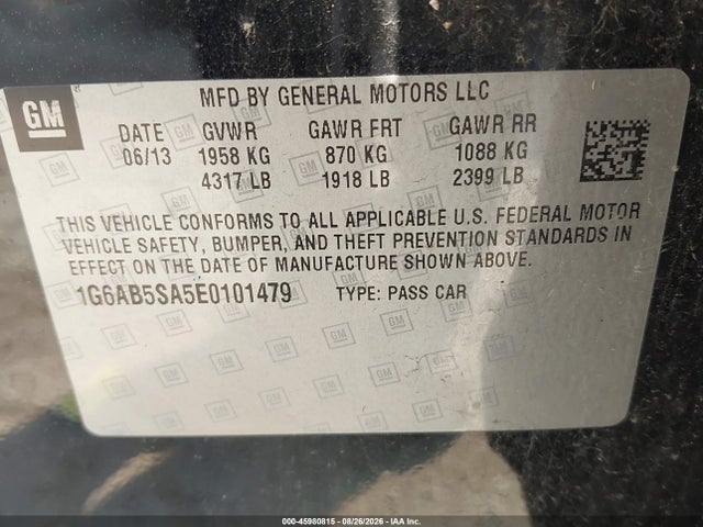 Продажа на аукционе авто 2014 Cadillac Ats Luxury, vin: 1G6AB5SA5E0101479, номер лота: 45980815