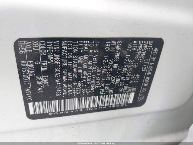 2023 Nissan Rogue Sl Fwd მანქანა იყიდება აუქციონზე, vin: JN8BT3CA2PW412468, აუქციონის ნომერი: 45980846