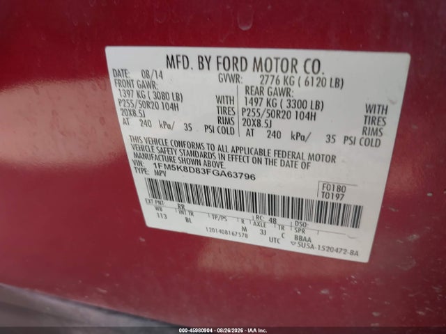 2015 Ford Explorer Xlt მანქანა იყიდება აუქციონზე, vin: 1FM5K8D83FGA63796, აუქციონის ნომერი: 45980904