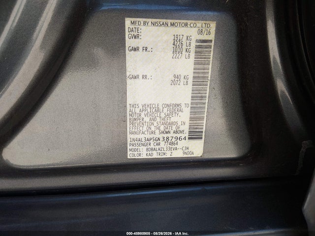 Nissan Altima 2.5 Sr 2016 1N4AL3AP5GN387964 Image 9