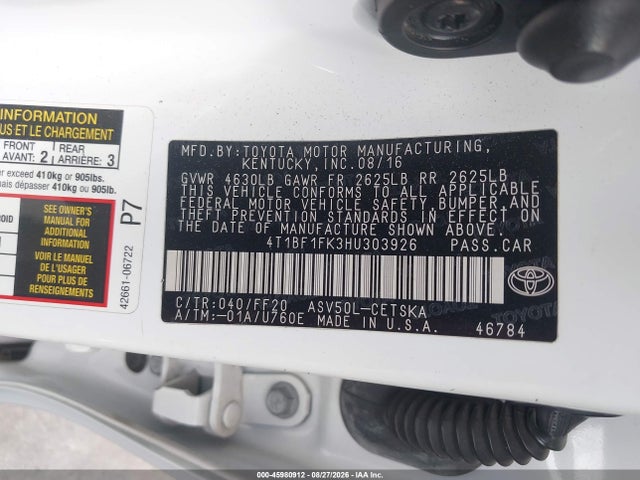 Toyota CAMRY SE 2017 4T1BF1FK3HU303926 Image 9