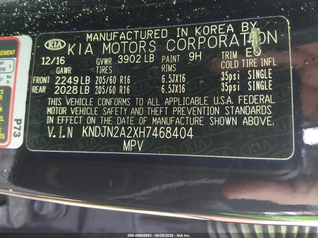 Продажа на аукционе авто 2017 Kia Soul, vin: KNDJN2A2XH7468404, номер лота: 45980963