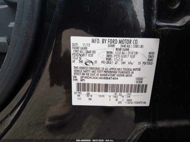 Продажа на аукционе авто 2013 Ford Edge Se, vin: 2FMDK3GC4DBB47404, номер лота: 45980989