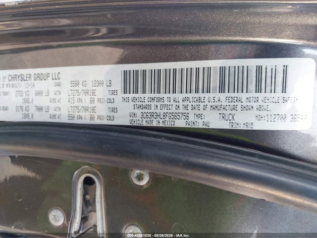 45981038 :رقم المزاد ، 3C63R3HL8FG565756 vin ، 2015 Ram 3500 Lone Star مزاد بيع