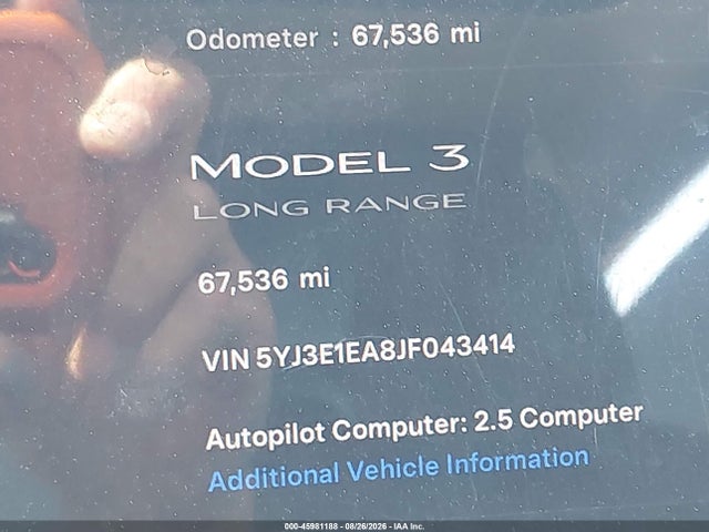 Tesla Model 3 Long Range/mid Range 2018 5YJ3E1EA8JF043414 Image 15